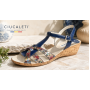 Sandale dama bleumarin din piele naturala cu detalii multicolore si talpa tip pana S27XBL